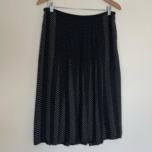 TALBOTS || Women's 100% Silk Pleated A-Line Black White Polka Dot skirt Sz 12